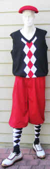  Men Red Knickers-Argyle Vest-Argyle socks-Cap 