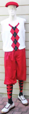  Men Red Knickers-Argyle Vest-Argyle socks-Cap 